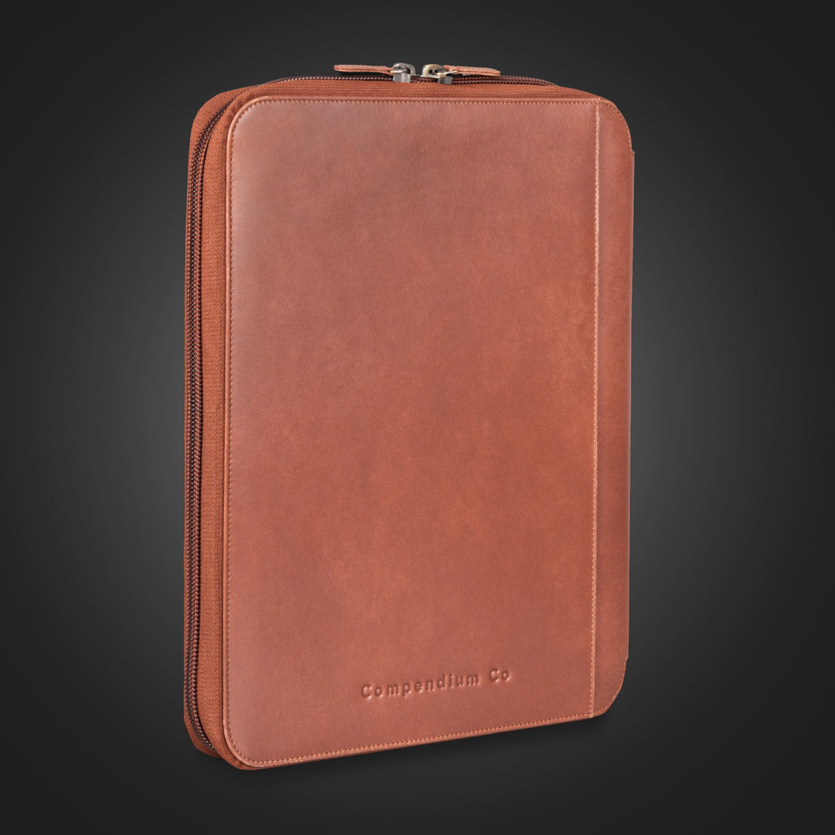 Compendium Co. dark brown A4 leather compendium folder – back view