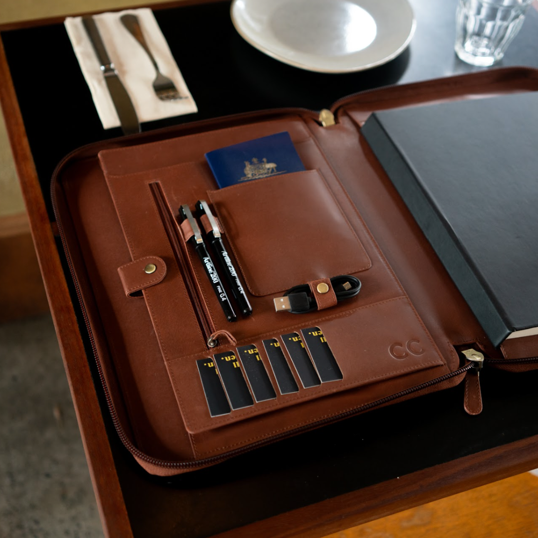Leather Brown Folder for documents Compendium