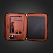 leather compendium folder brown